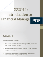 LESSON 1 - Introduction To Financial Management - Bus Finance