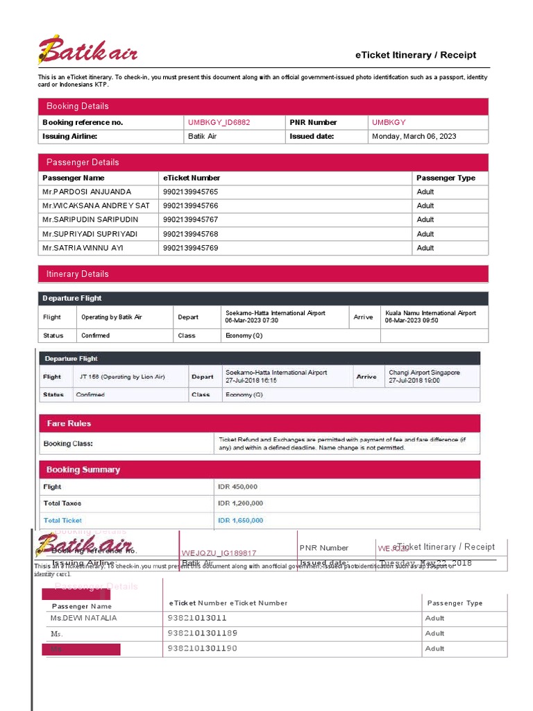 Booking Details: Booking Reference No. PNR Number Issuing Airline ...