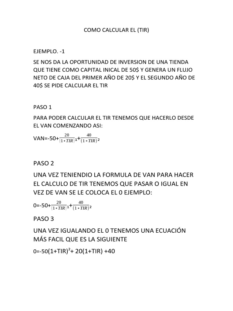 Como Calcular El Tir PDF