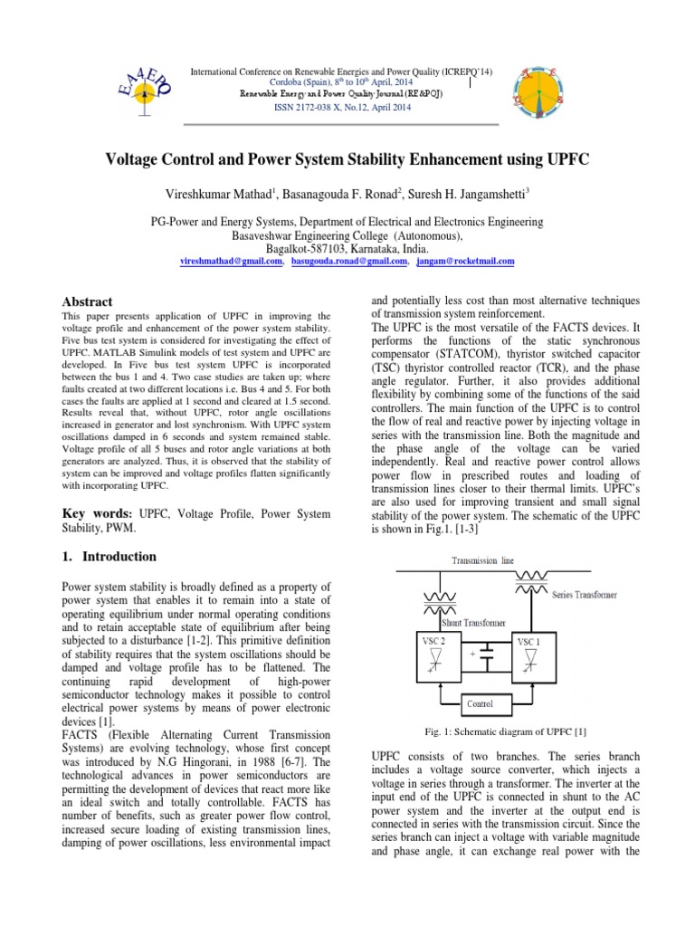 2 Voltage Control and Power System Stability Enhancement Using UPFC ...
