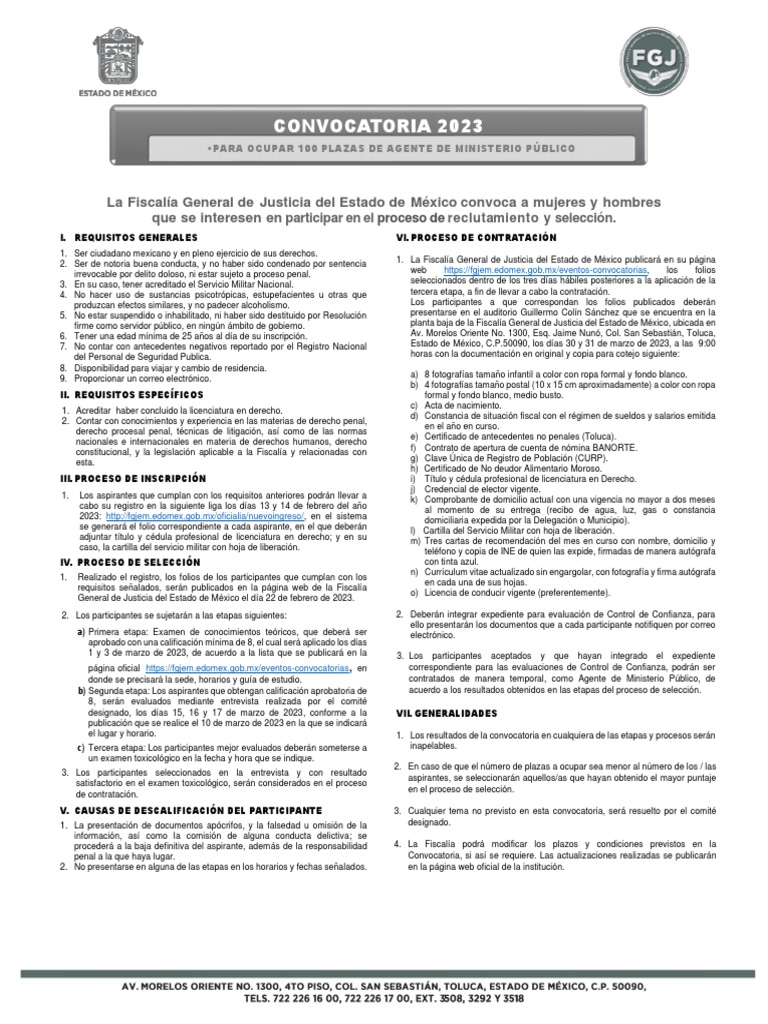 Convocatoria MP Febrero 2023 PDF México Gobierno