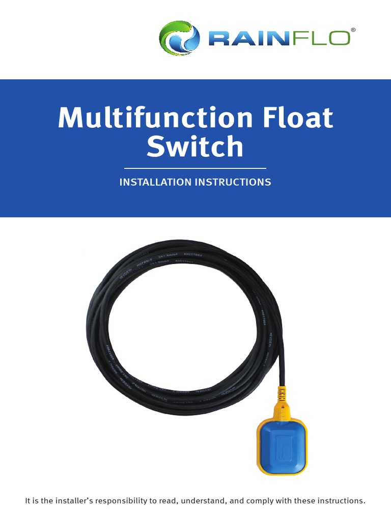 RainFlo Float Switch Manual | PDF | Switch | Vacuum Tube