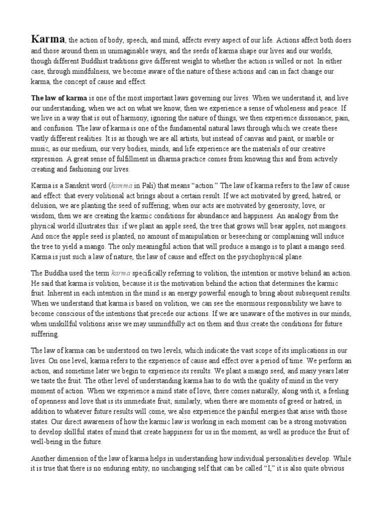 Law of Karma | PDF | Karma | Mind