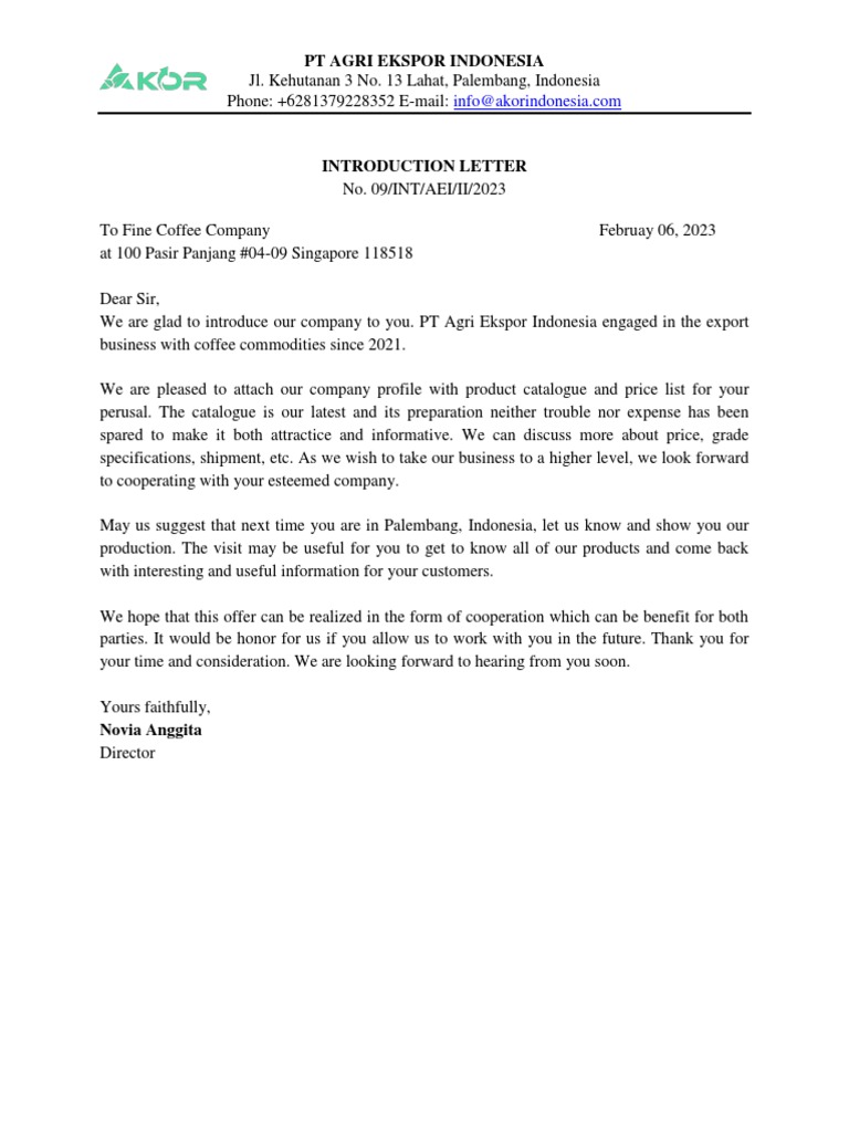 Introduction Letter - 09.II.23 PDF | PDF