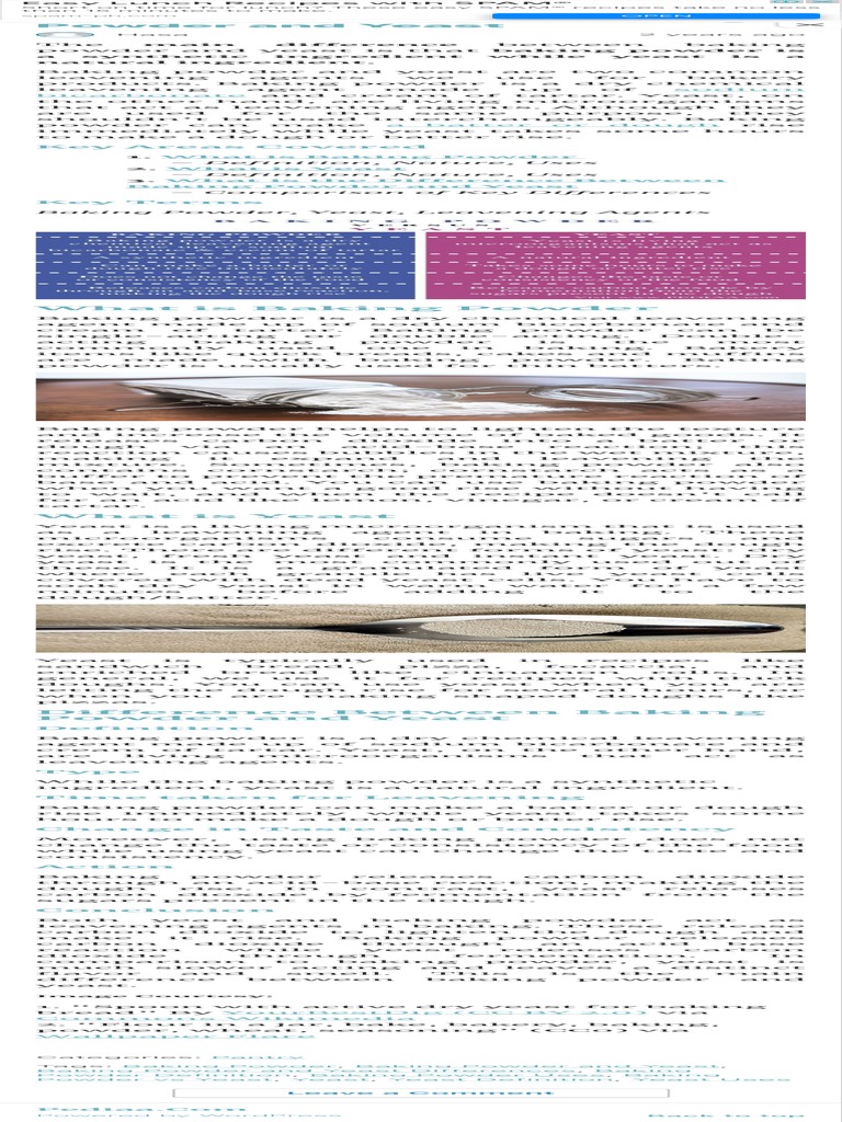 Difference Between Baking Powder and Yeast PDF PDF