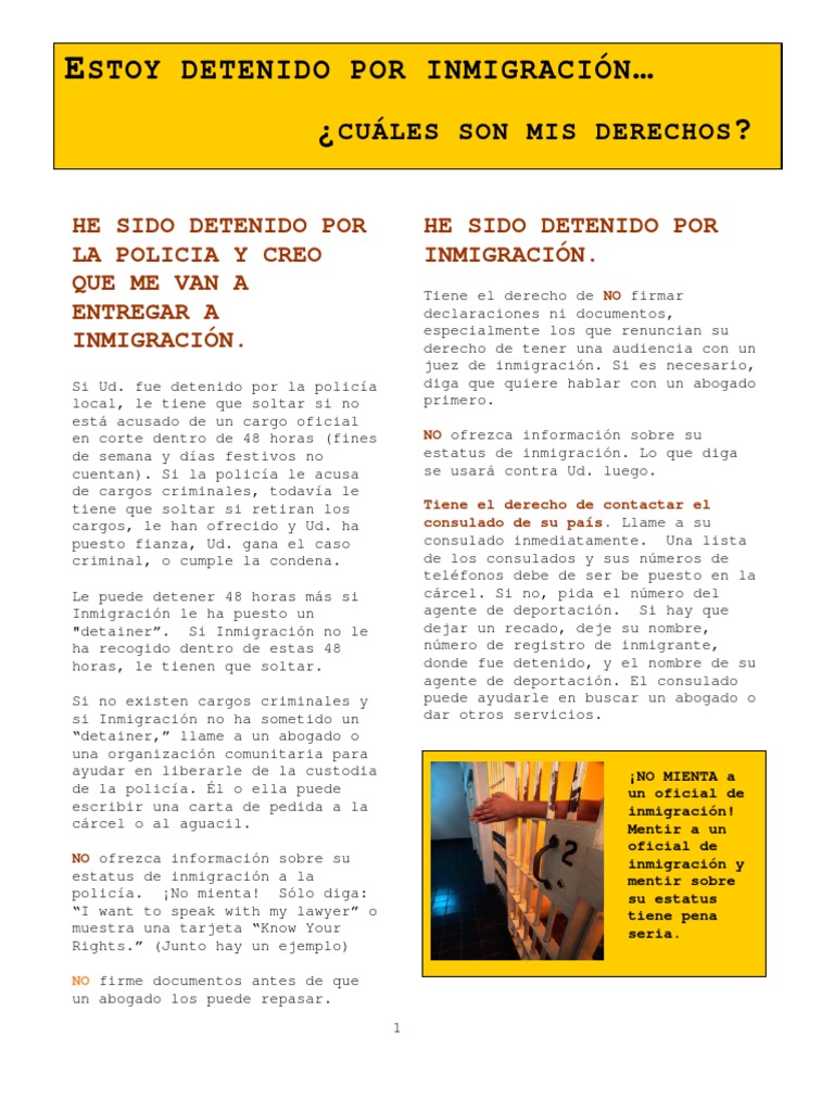 Derechos al ser detenido por ICE | PDF | Principios éticos | Seguridad ...