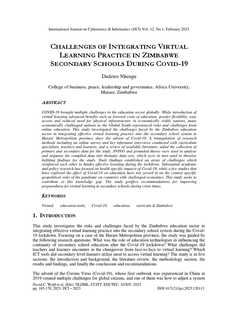 Challenges of Integrating Virtual Learning Practice in Zimbabwe