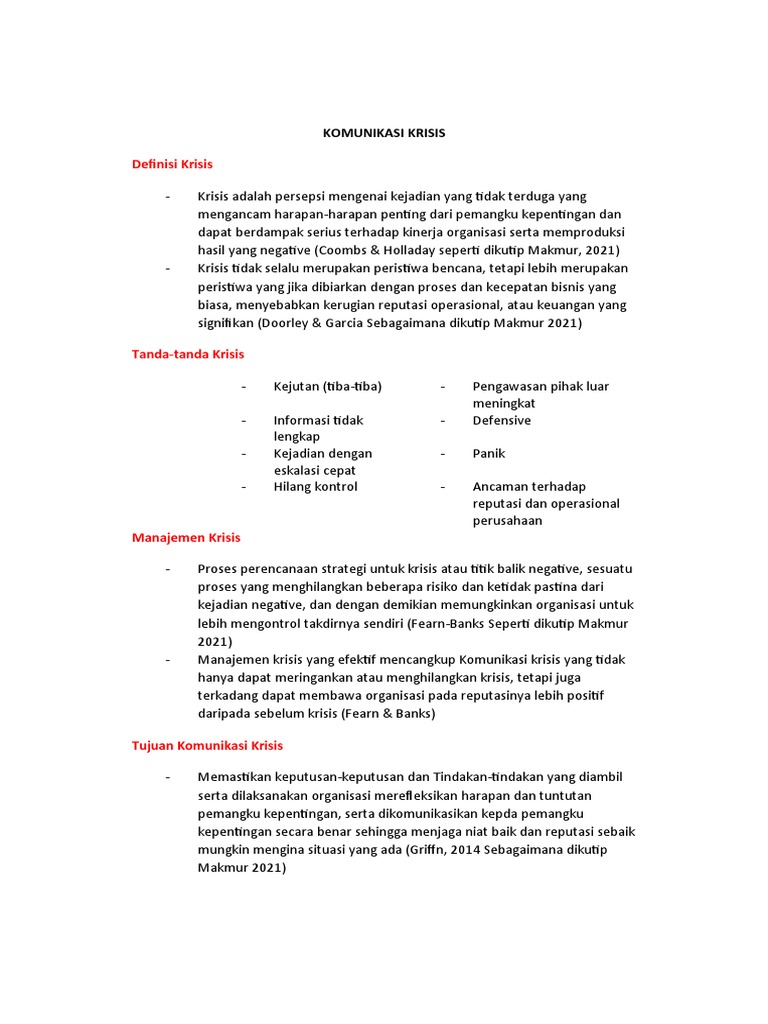 Panduan Manajemen Komunikasi Krisis | PDF