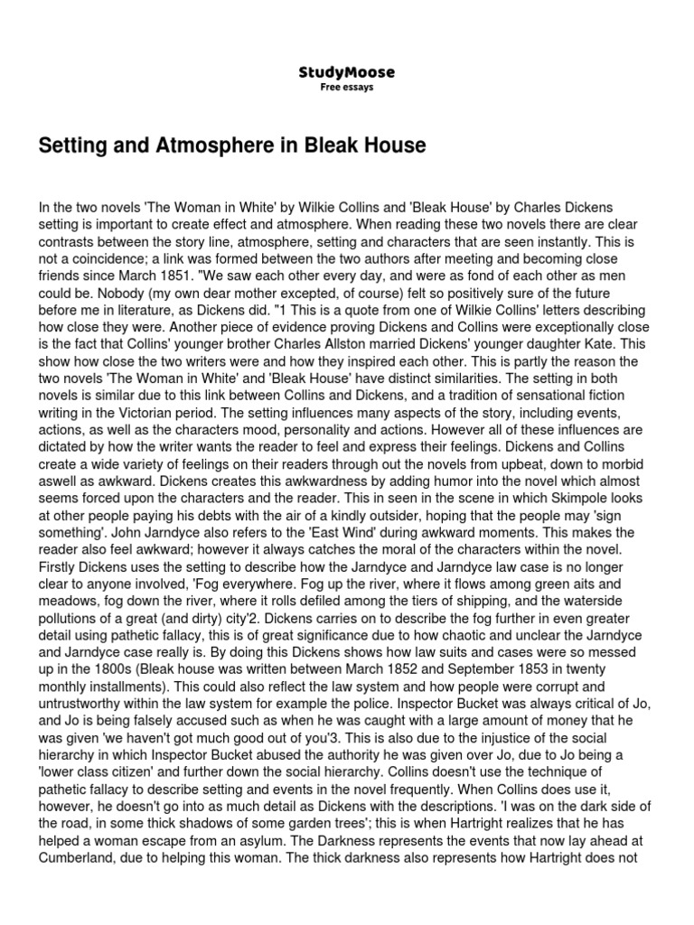 Setting and Atmosphere in Bleak House PDF Bleak House Charles Dickens