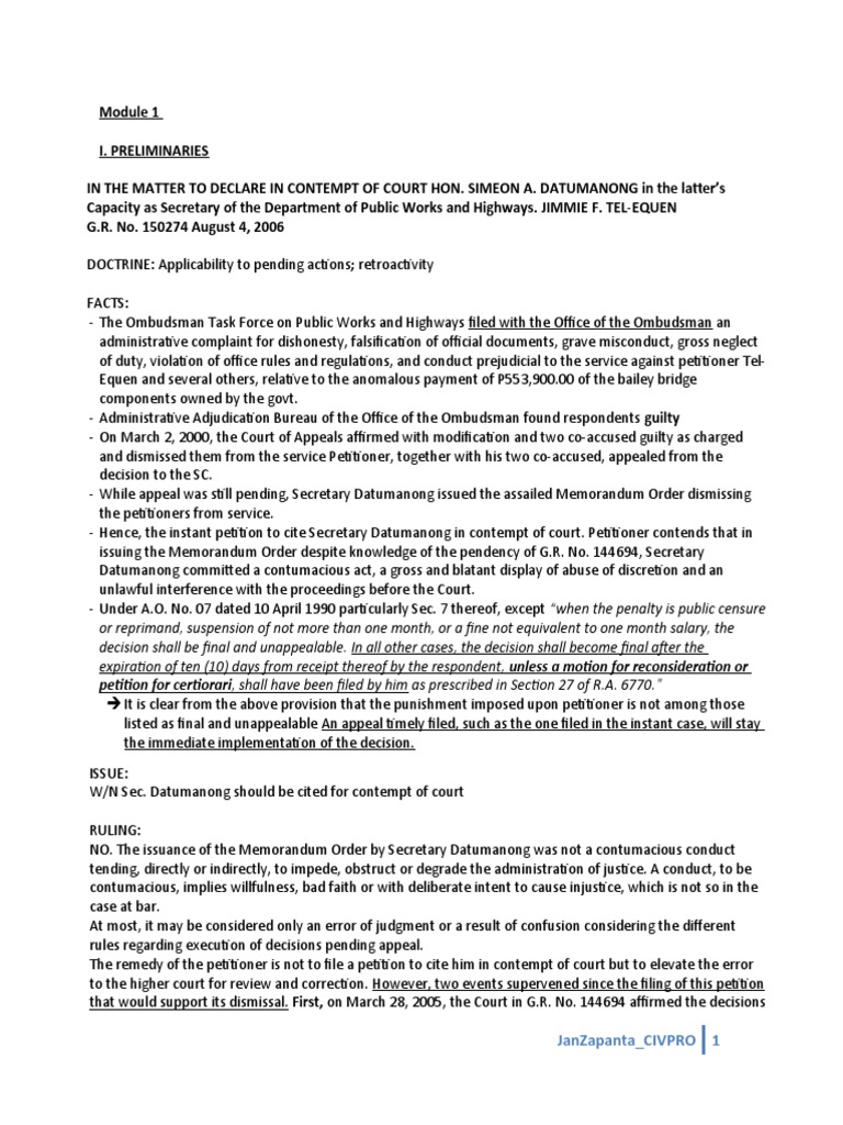 CivPro - Module 1 Digests | PDF | Lawsuit | Judgment (Law)