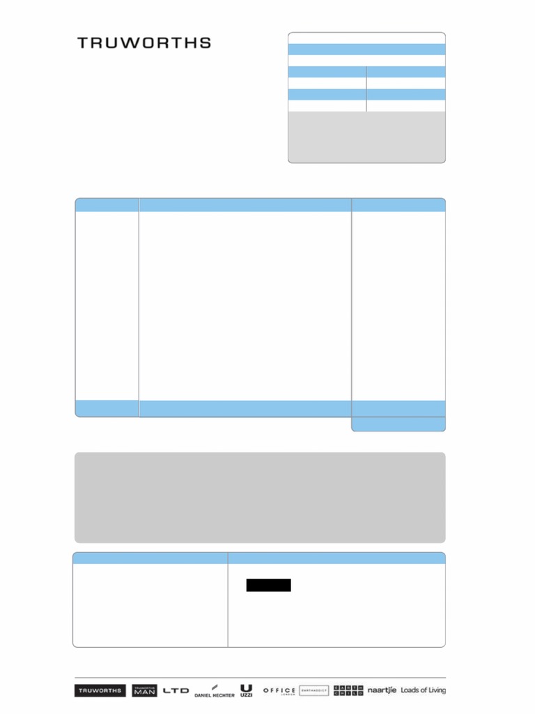 Truworths Statement Template PDF