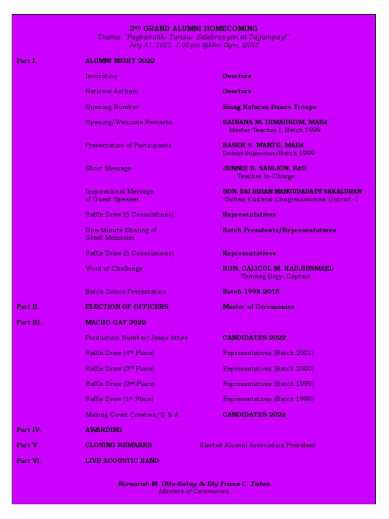 Alumni Night Program PDF