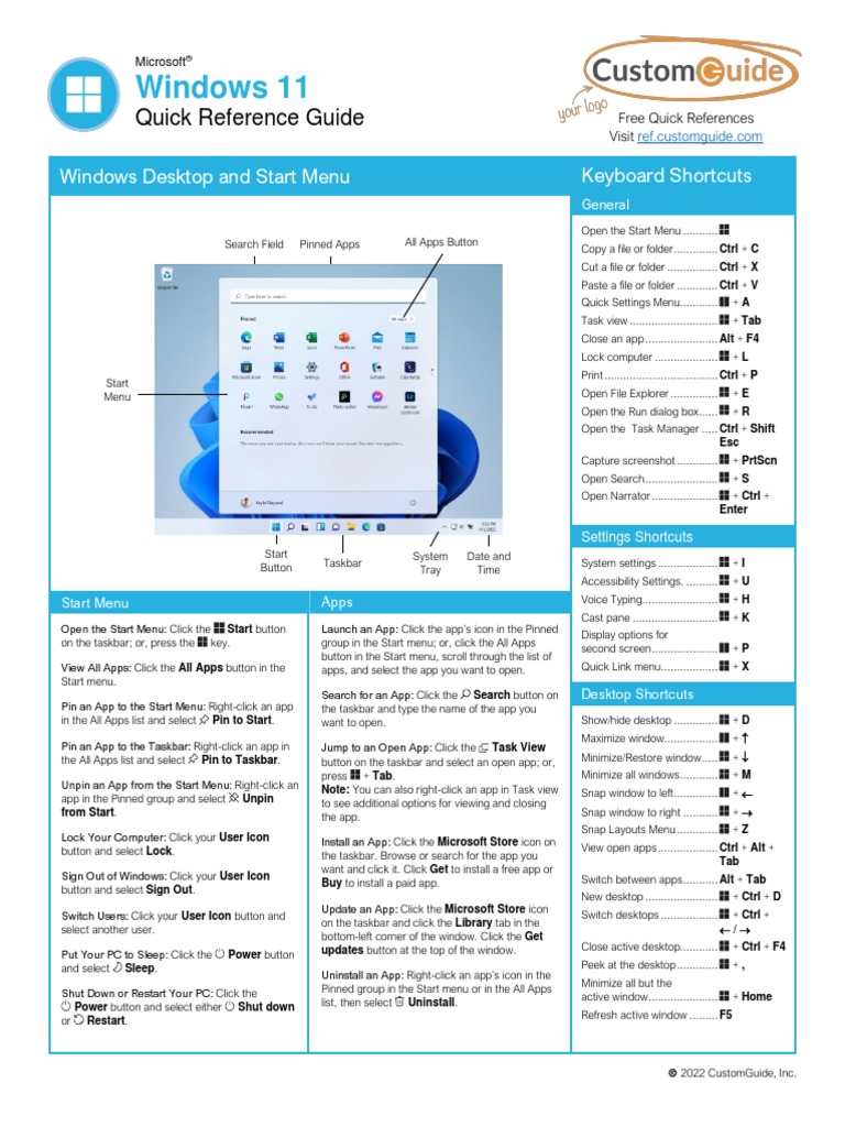 Windows 11 Quick Reference | PDF | Software Engineering | Computing image.