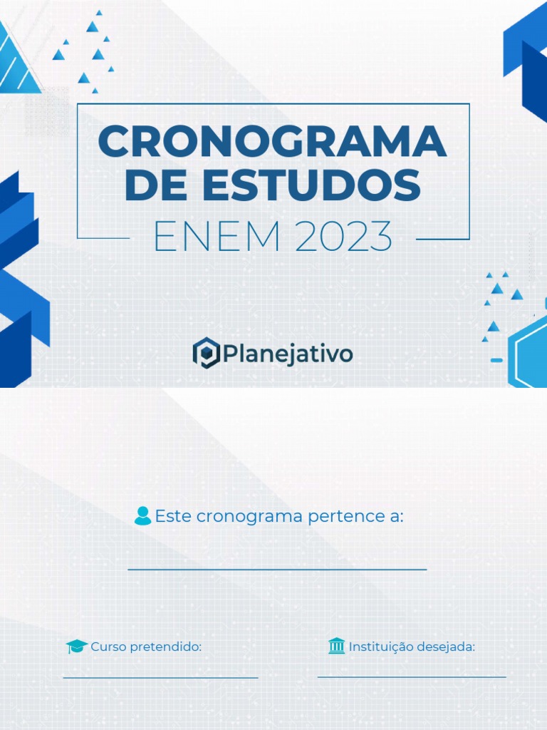 Cronograma de Estudos ENEM 2023 | PDF | Química | Citoplasma