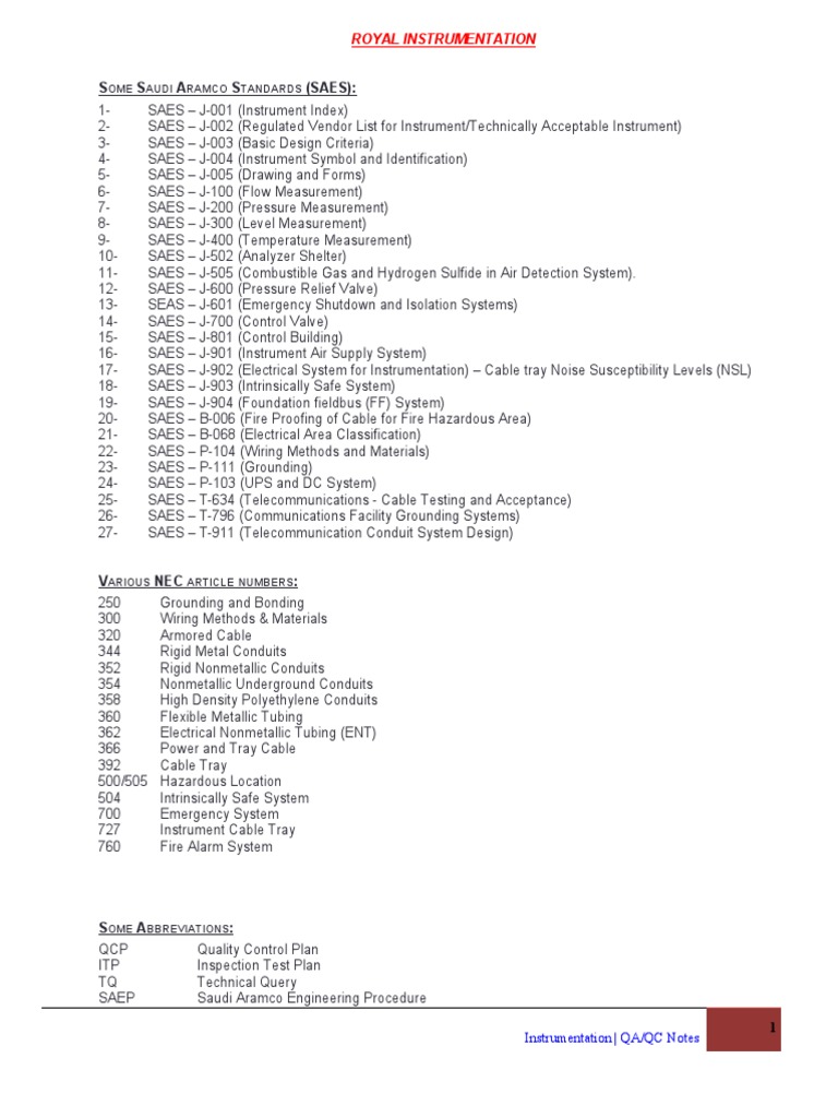 Saudi Aramco Instrumentation Standards | PDF | Pipe (Fluid Conveyance ...