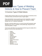 13 Common Types of Welding Defects PDF