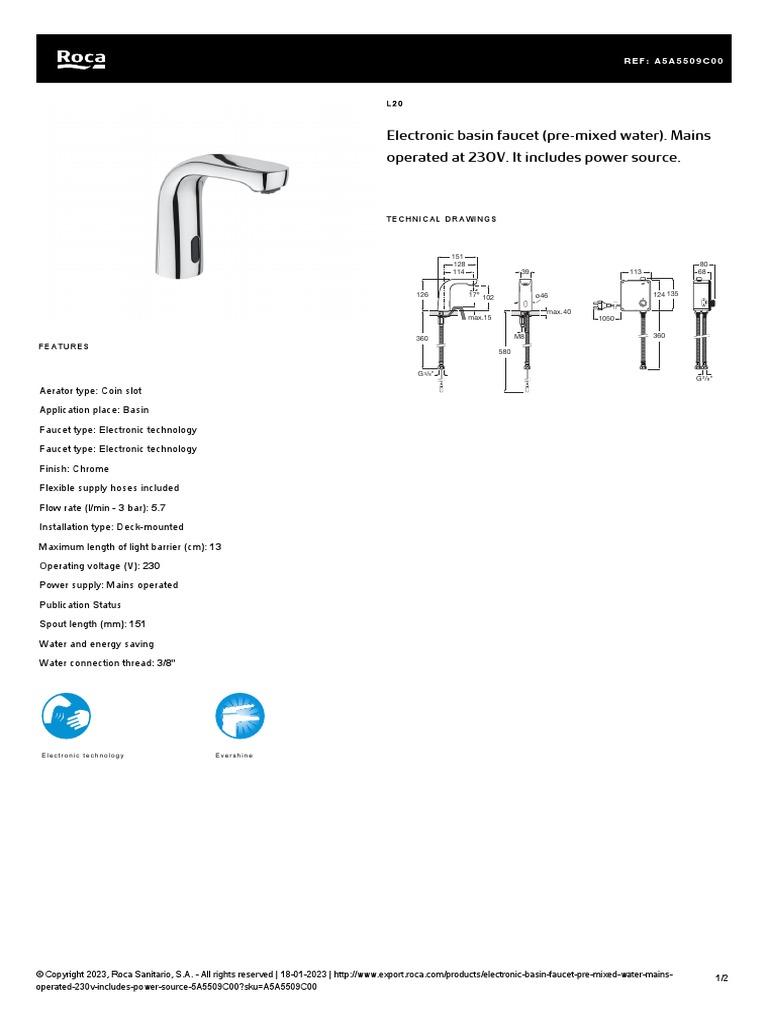A5A5509C00 PDF Tap (Valve) Electric Power