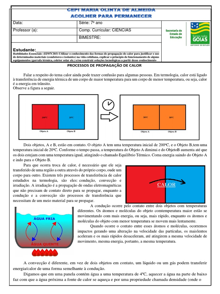 Aula 3 Ciencias 7 Ano | PDF | Calor | Temperatura