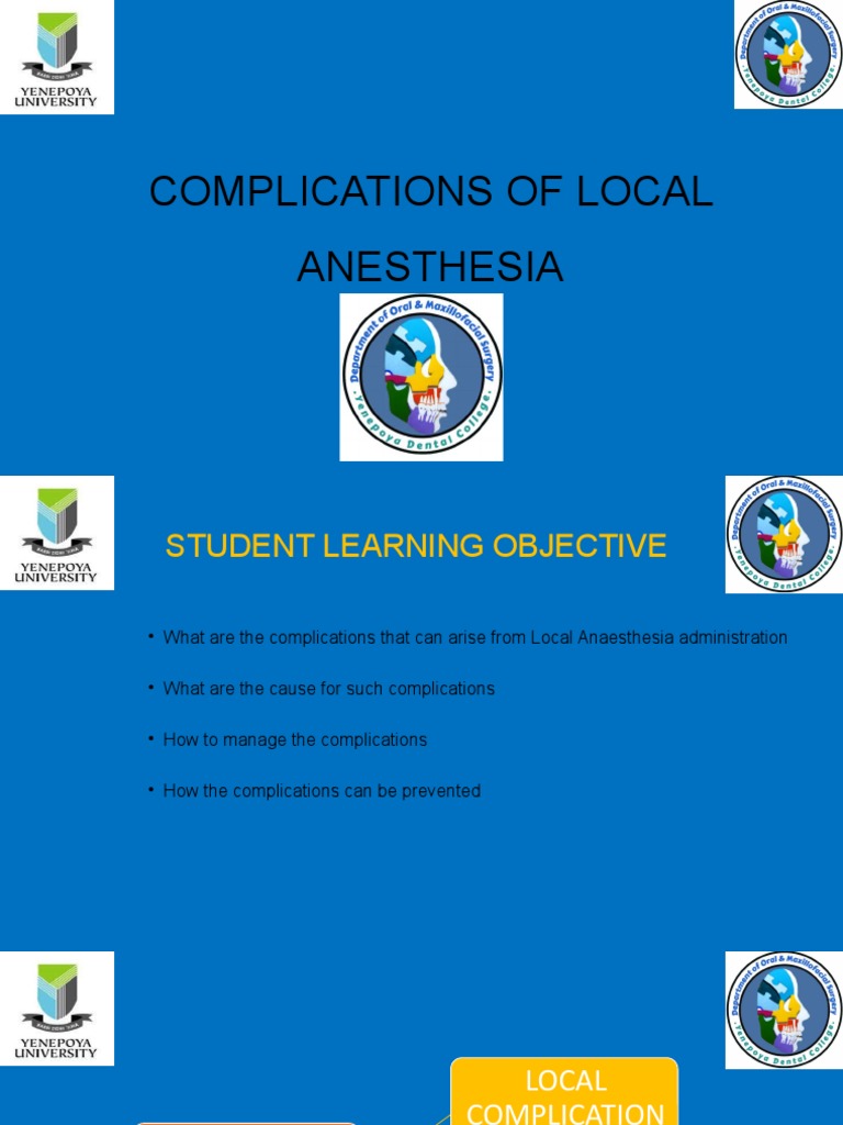 Complications of Local Anesthesia PDF Injection (Medicine) Allergy