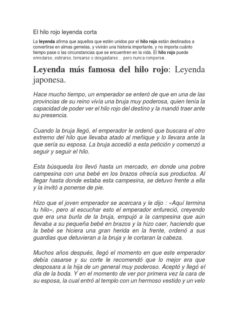El Hilo Rojo Leyenda Corta PDF
