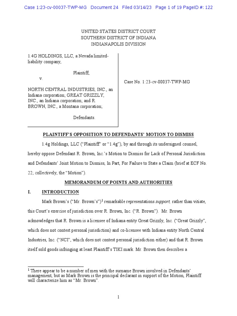 1.4g Response PDF Federal Rules Of Civil Procedure Pleading