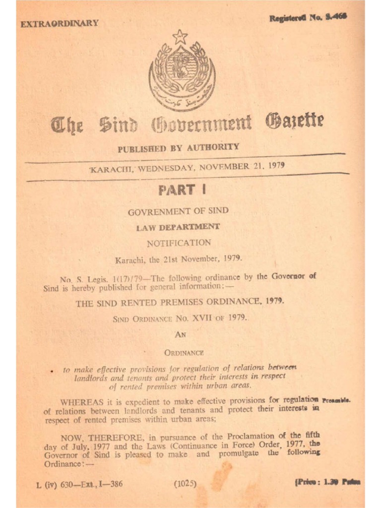 Sindh Rented Premises Ordinance 1979 PDF