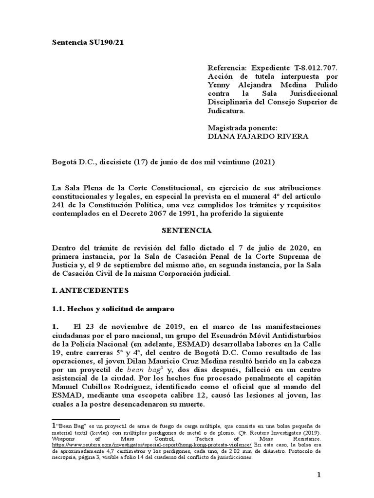 Fallo Revision Corte Constitucional Su190-21 | PDF | Debido al proceso