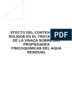 Evaluación del efecto de sólidos en el tratamiento de vinaza y sus efectos en el agua residual