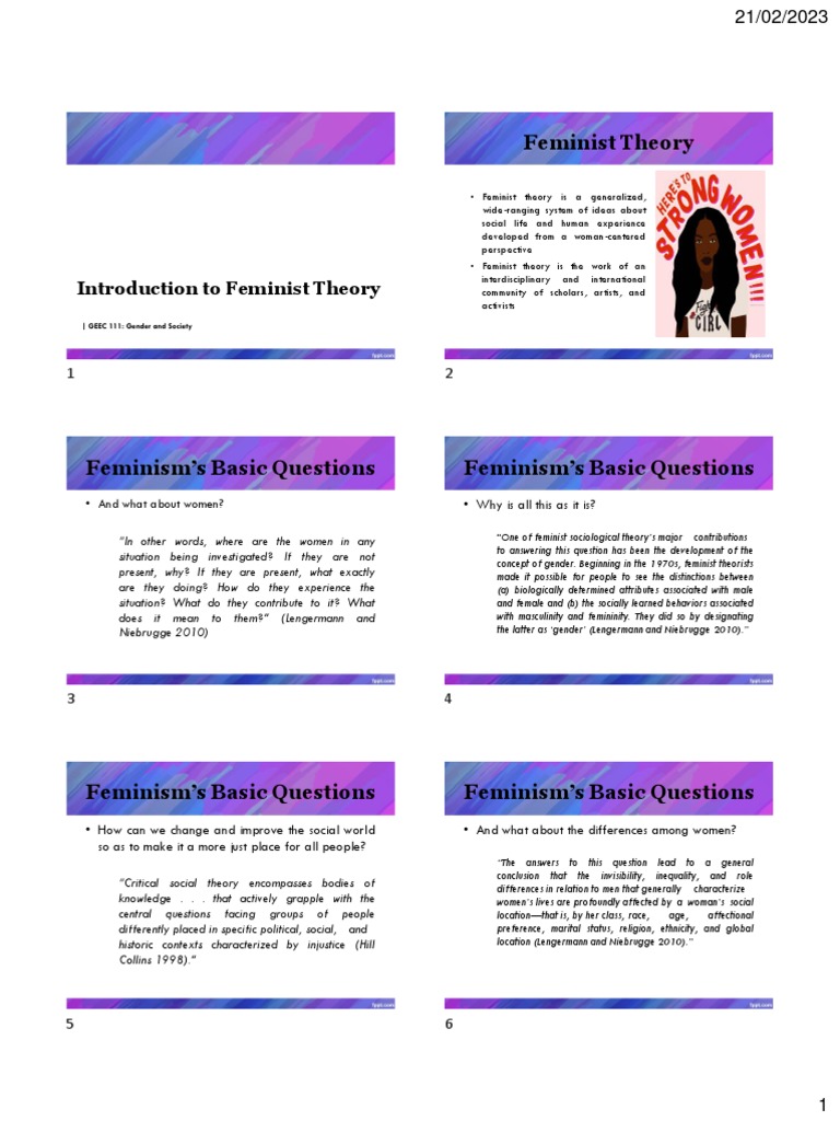 Overview of Feminist Theory Concepts | PDF | Feminism | Gender Studies