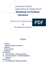 A Handy Notebook On Partition Literature
