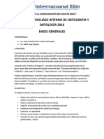 Bases Del I Concurso Interno de Ortografía Y Ortología 2016 Bases Generales