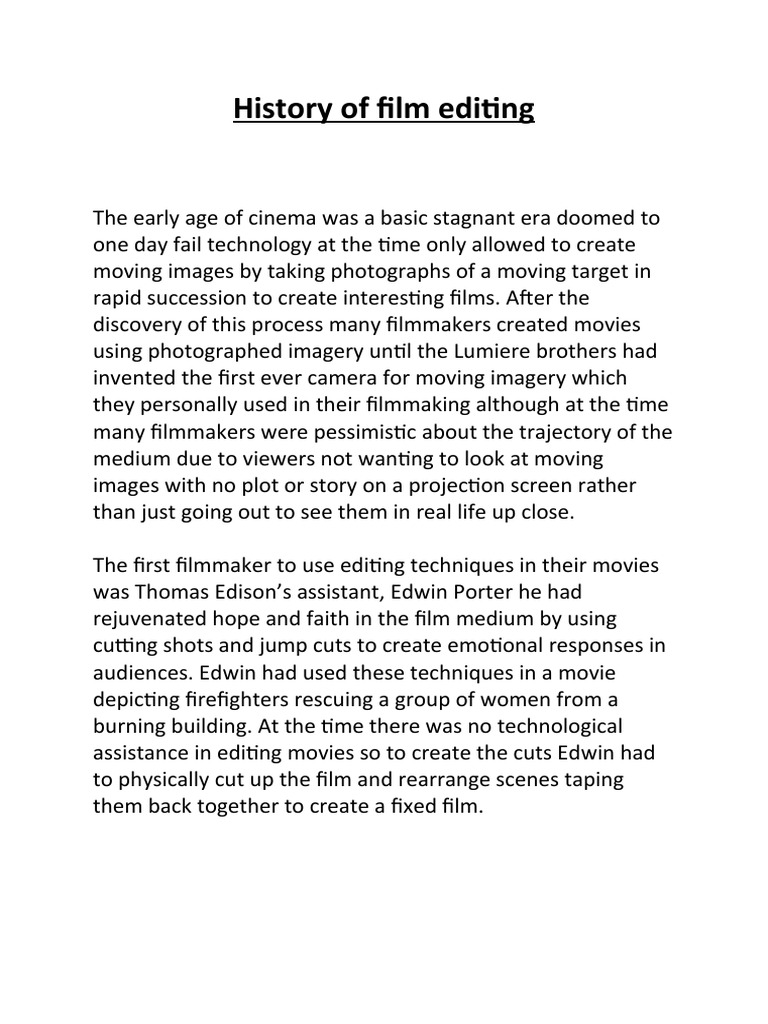 Evolution of Film Editing Techniques | PDF | Filmmaking