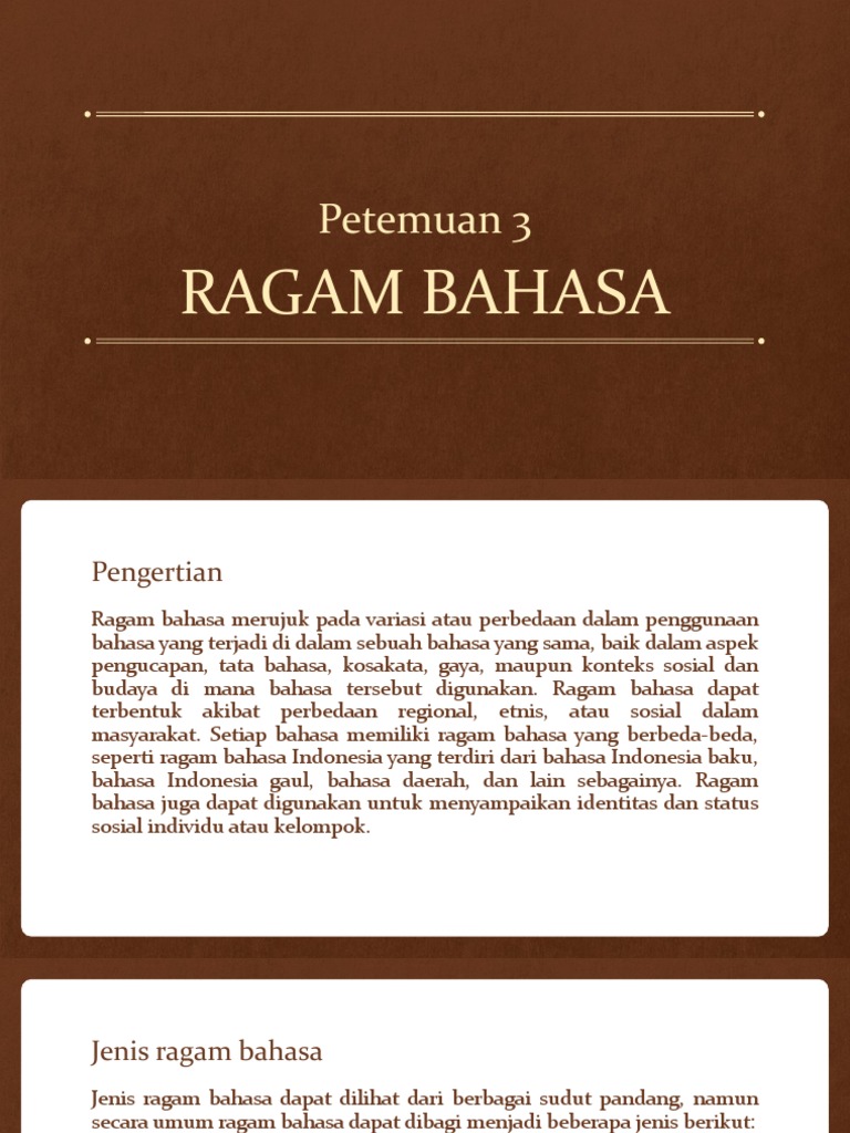 Ragam Bahasa Lisan: Jenis dan Contoh | PDF | Seni & Disiplin Bahasa
