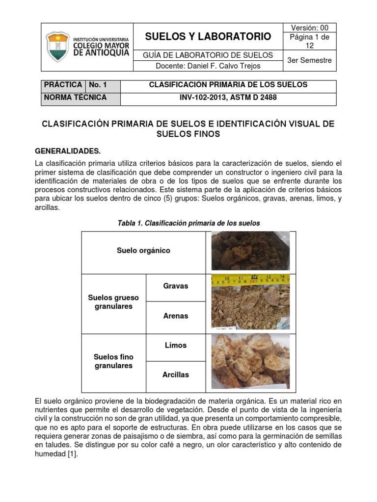 Clasificación Primaria de Suelos en Laboratorio | PDF | Suelo | Arcilla