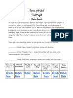 Romeo and Juliet - Choice Board Project