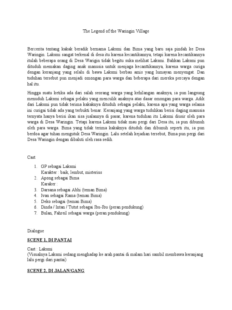 The Legend of The Waringin Village (SCRIPT) | PDF