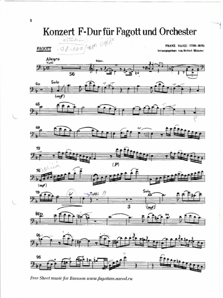 Concerto Danzi Bassoon Apuntes PDF