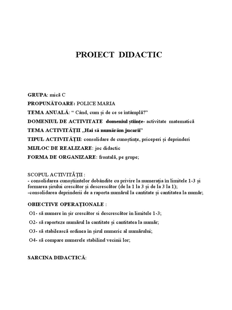 Proiect Didactic - Police Maria | PDF