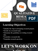 Qualitative Research: Identifying and Stating The Problem