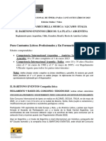 REGLAMENTO ARGENTINA CHILE ECUADOR y Resto de América CONCURSO INTERNACIONAL DE ÓPERA 2023