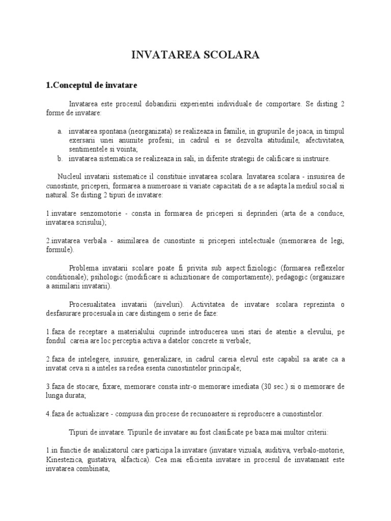 Invatarea Scolara | PDF