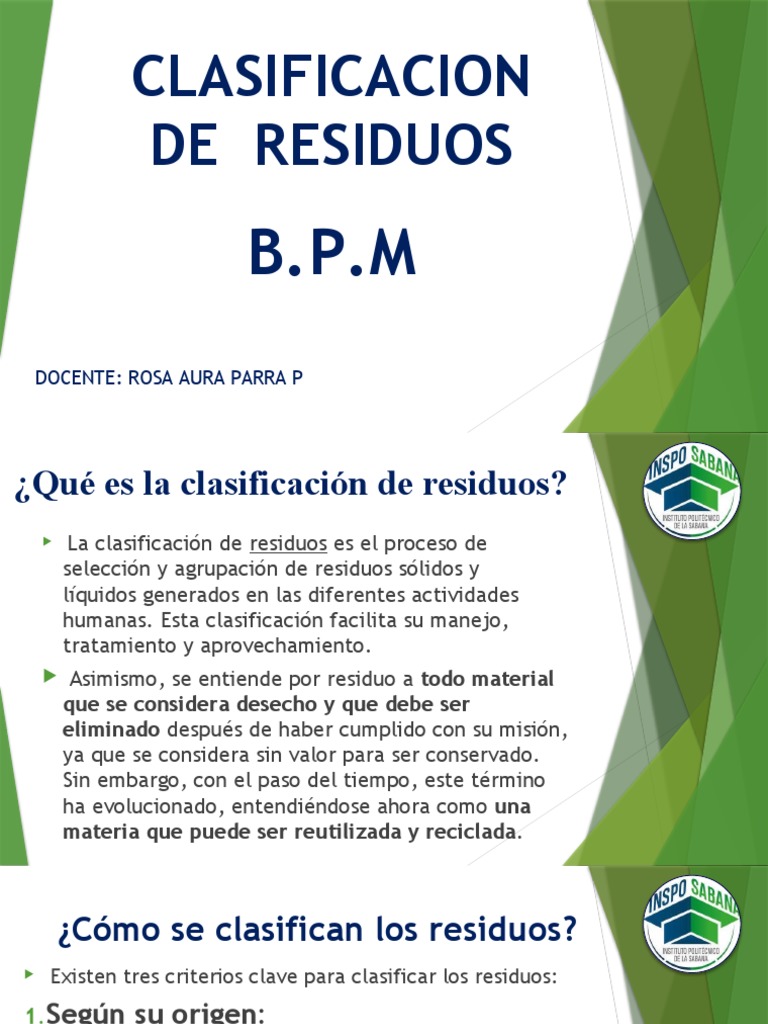 Clasificación de Residuos y su Manejo | PDF | Residuos | Reciclaje