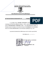 Secrétariat General Académique: Attestation de Reussite N° /uob/2022