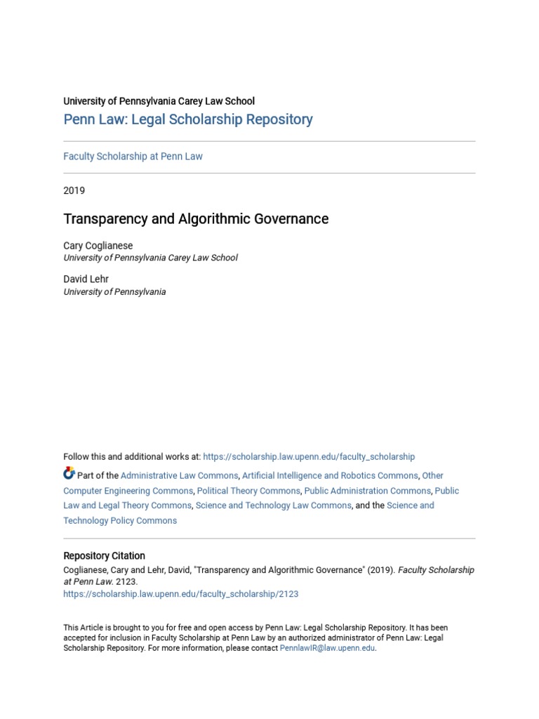 Transparency and Algorithmic Governance PDF | PDF | Machine Learning ...