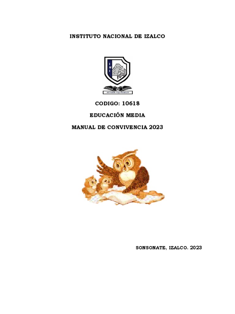 Manual de Convivencia Escolar 2023 | PDF | Educación de la primera ...