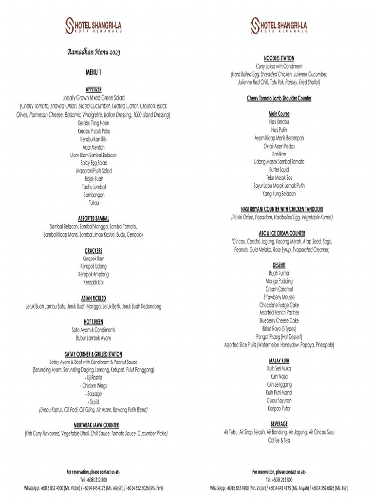 Ramadhan Menu 2023 - HSKK (2PG) | PDF