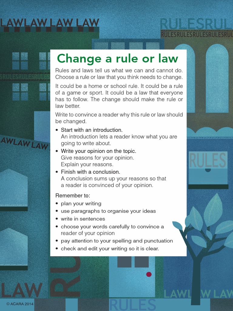 Naplan 2014 Final Test Writing Prompt - Change A Rule or Law (All Year ...