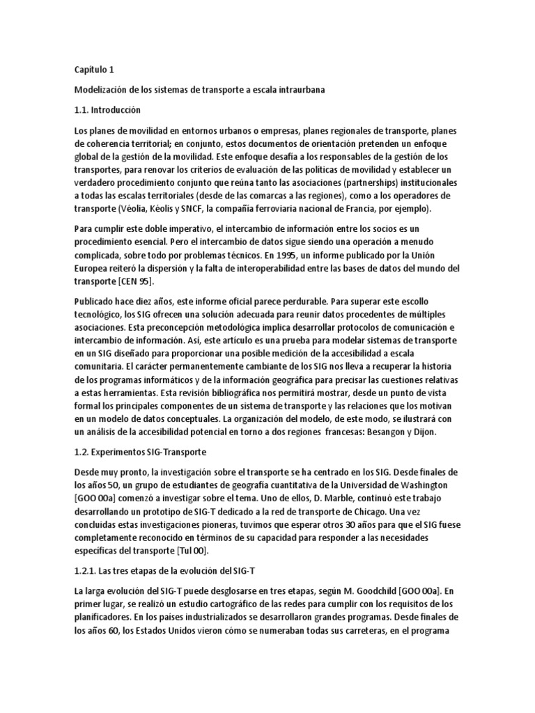 Capítulo 1 Modelización de Los Sistemas de Transporte A Escala