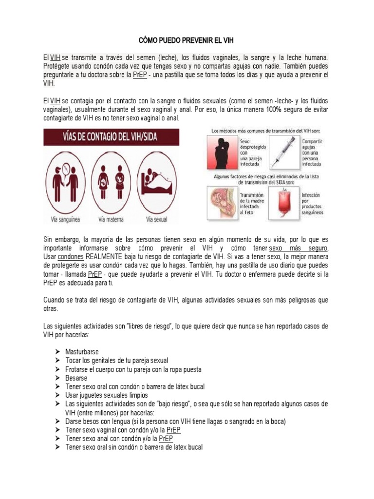 Cómo Puedo Prevenir El Vih PDF VIH Infección transmitida sexualmente