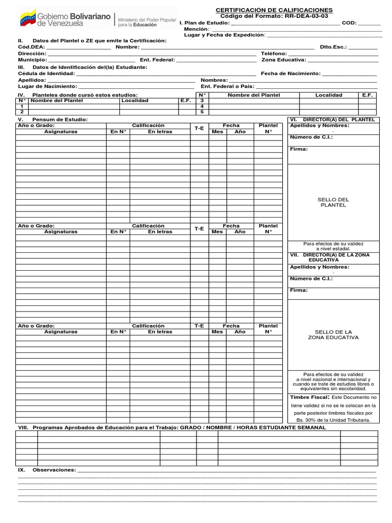 Notas Certificadas de Bachillerato en Venezuela | PDF | Autenticación ...